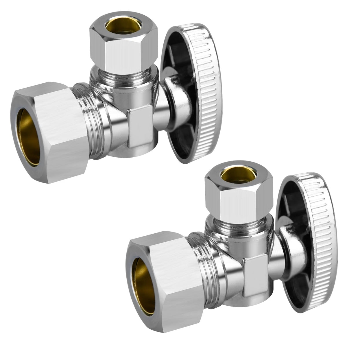 PXZBLG 2-pack angle stop valve with 1/2 inch inlet for quick shutoff.