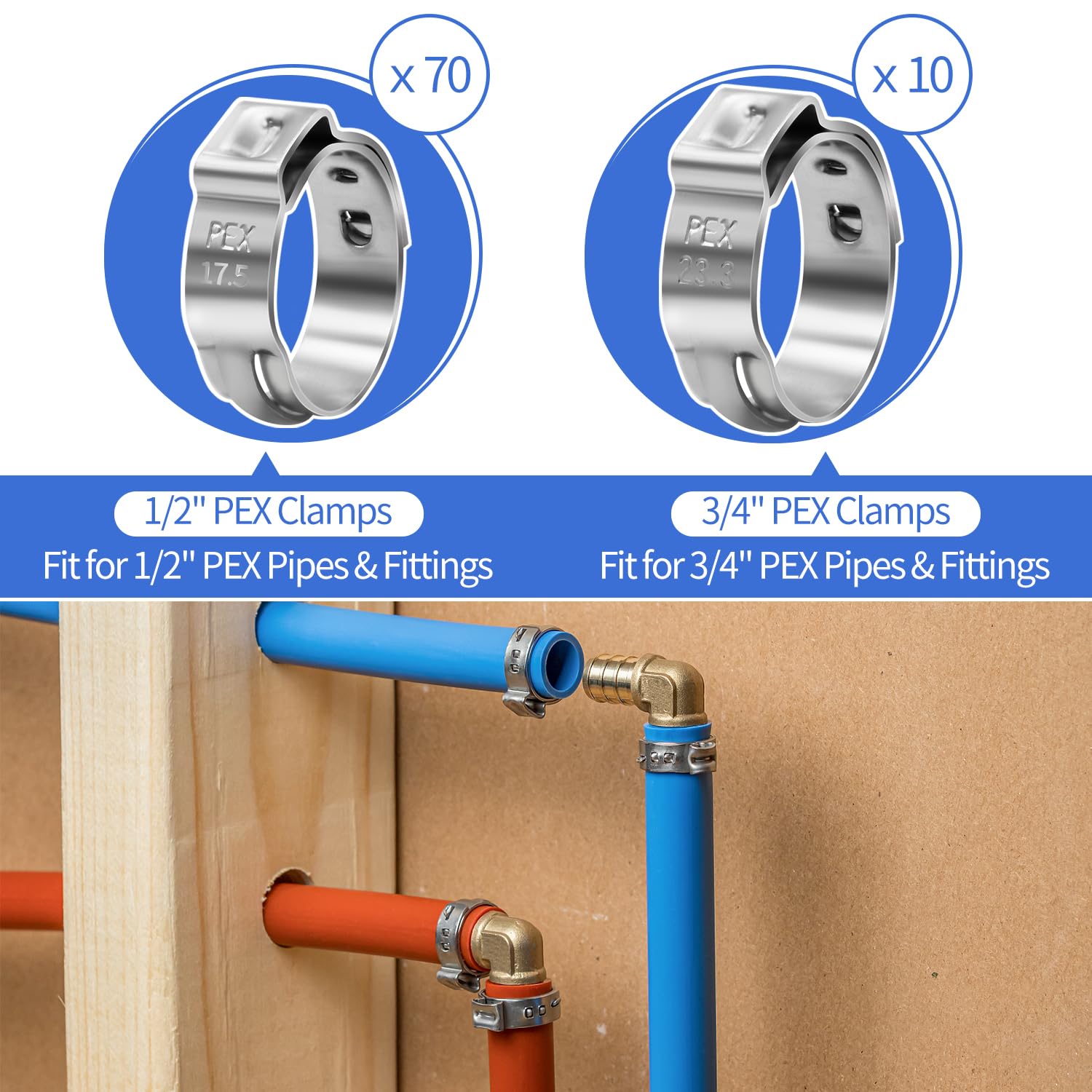 PXZBLG PEX cinch clamp half inch for leak-free seals