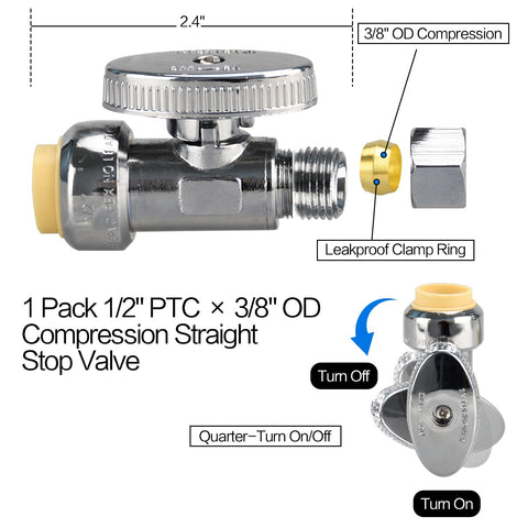 PXZBLG stop valve 38OD compression outlet ready for secure hose connections