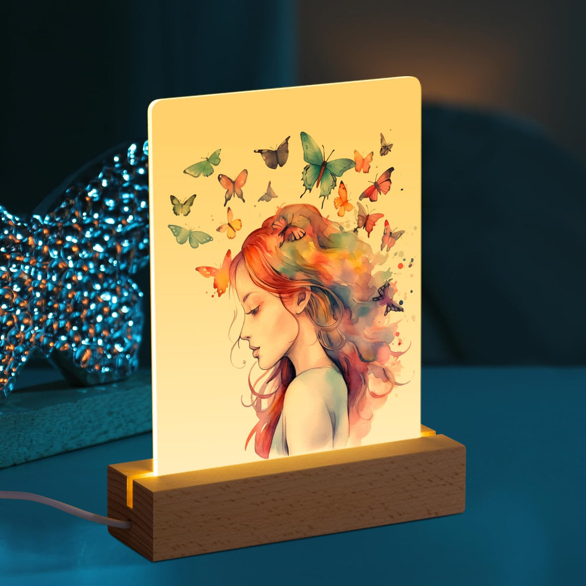 PYD Life 4 Pack sublimation LED acrylic photo frame front view with vibrant heat-printed designs.