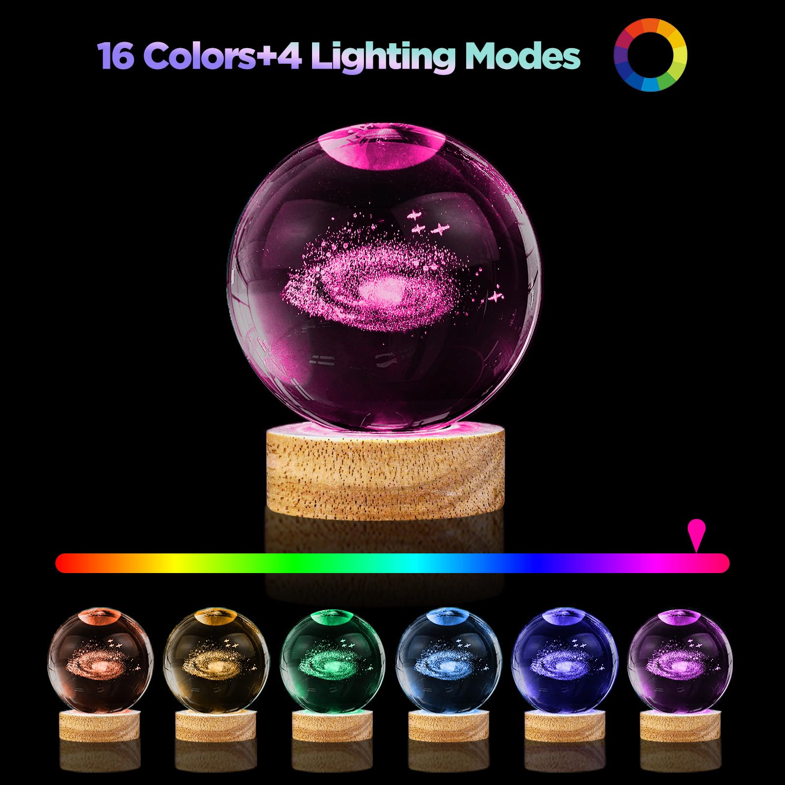 PYMIN3D 3D Saturn inside glass sphere centers tabletop decor.