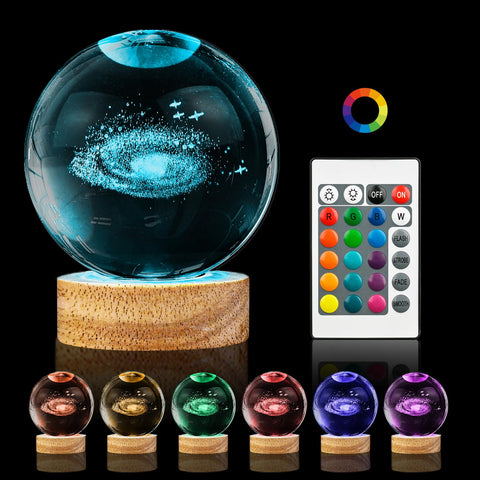 PYMIN3D galaxy crystal ball night light with celestial glow for cozy rooms.