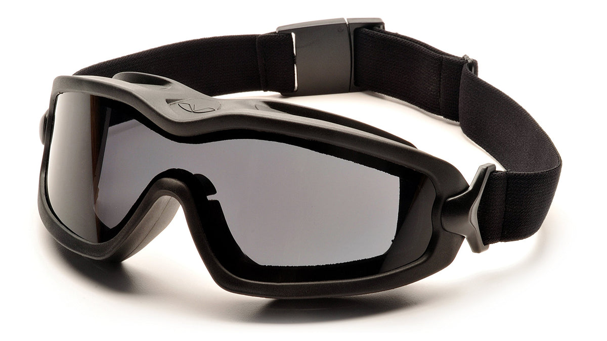 Pyramex GB6420SDT V2G Plus safety glasses front view with gray anti-fog lenses for clear visibility.