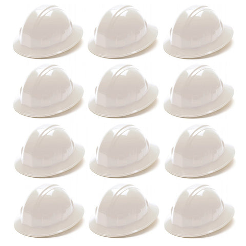 Pyramex HP24110 front view white full brim hard hat for all-around protection