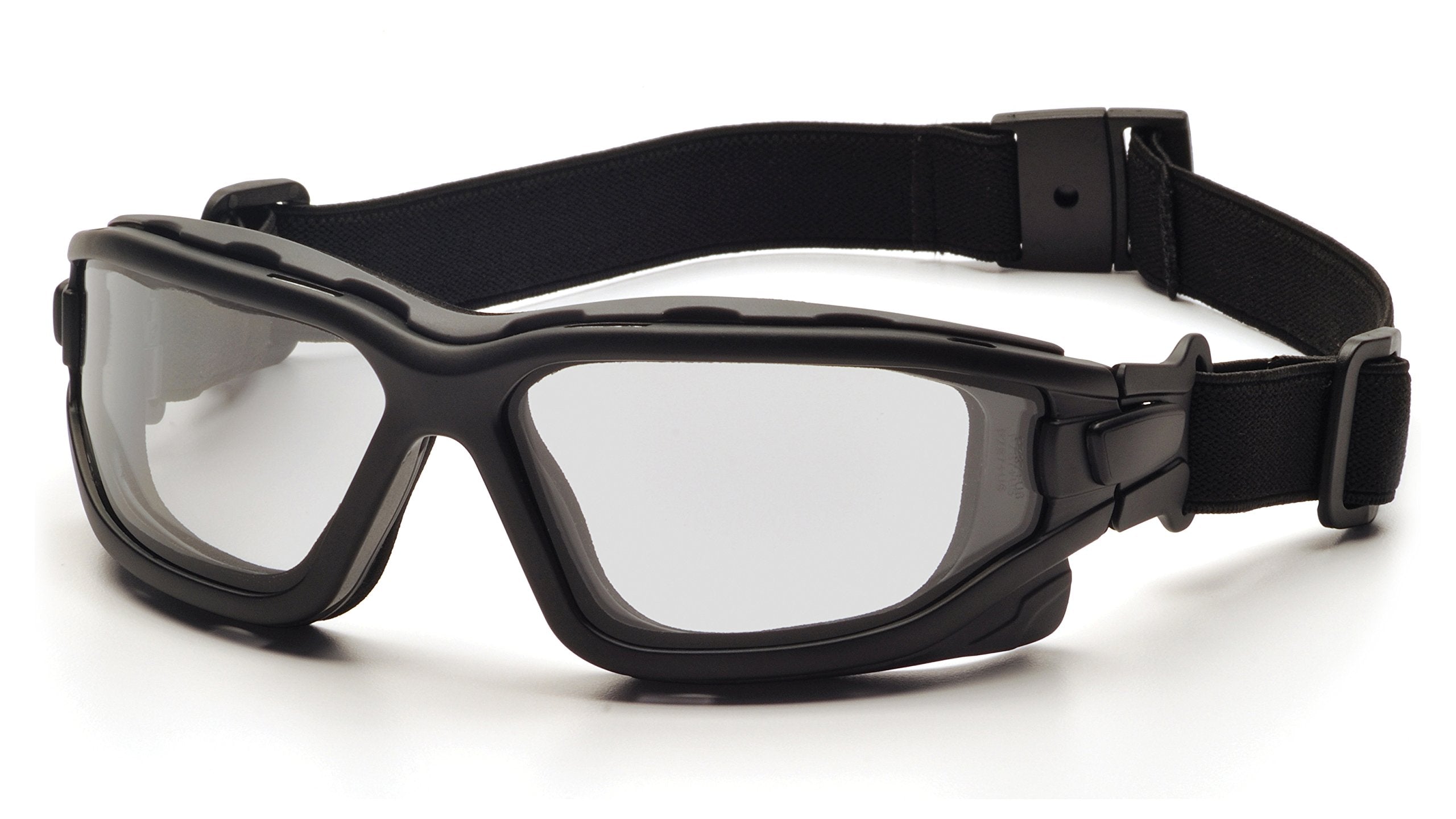 Pyramex I-Force goggle front view with black frame and anti-fog lens for clear visibility.