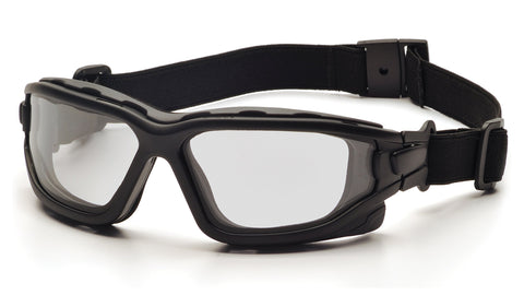 Pyramex I-Force goggle front view with black frame and anti-fog lens for clear visibility.