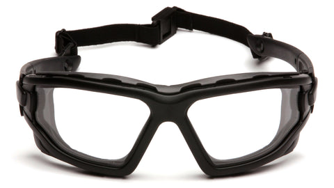 Pyramex I-Force Slim goggle demonstrating anti-fog performance on lens.