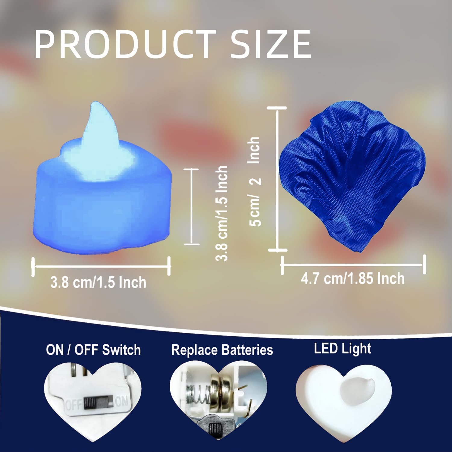 Pyrrhiax 24 LED heart-shaped tea lights provide flameless, safe ambiance.