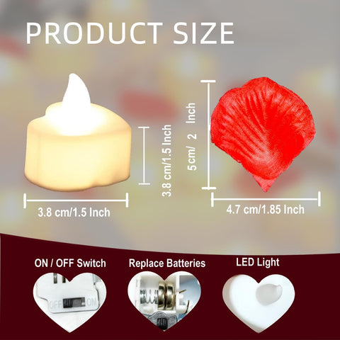 Pyrrhiax 24 LED heart-shaped lights illuminate softly for romance.