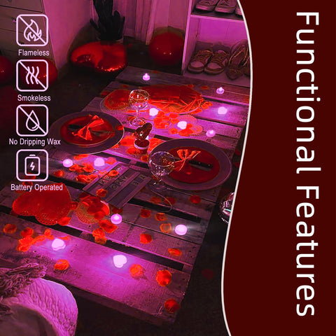 Pyrrhiax LED tea lights candles emit a warm, flameless glow for intimate ambiance.