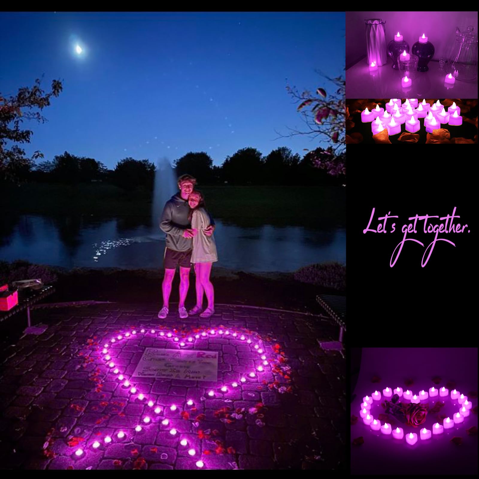 Pyrrhiax romantic table setup shows petals and lights transforming a space.