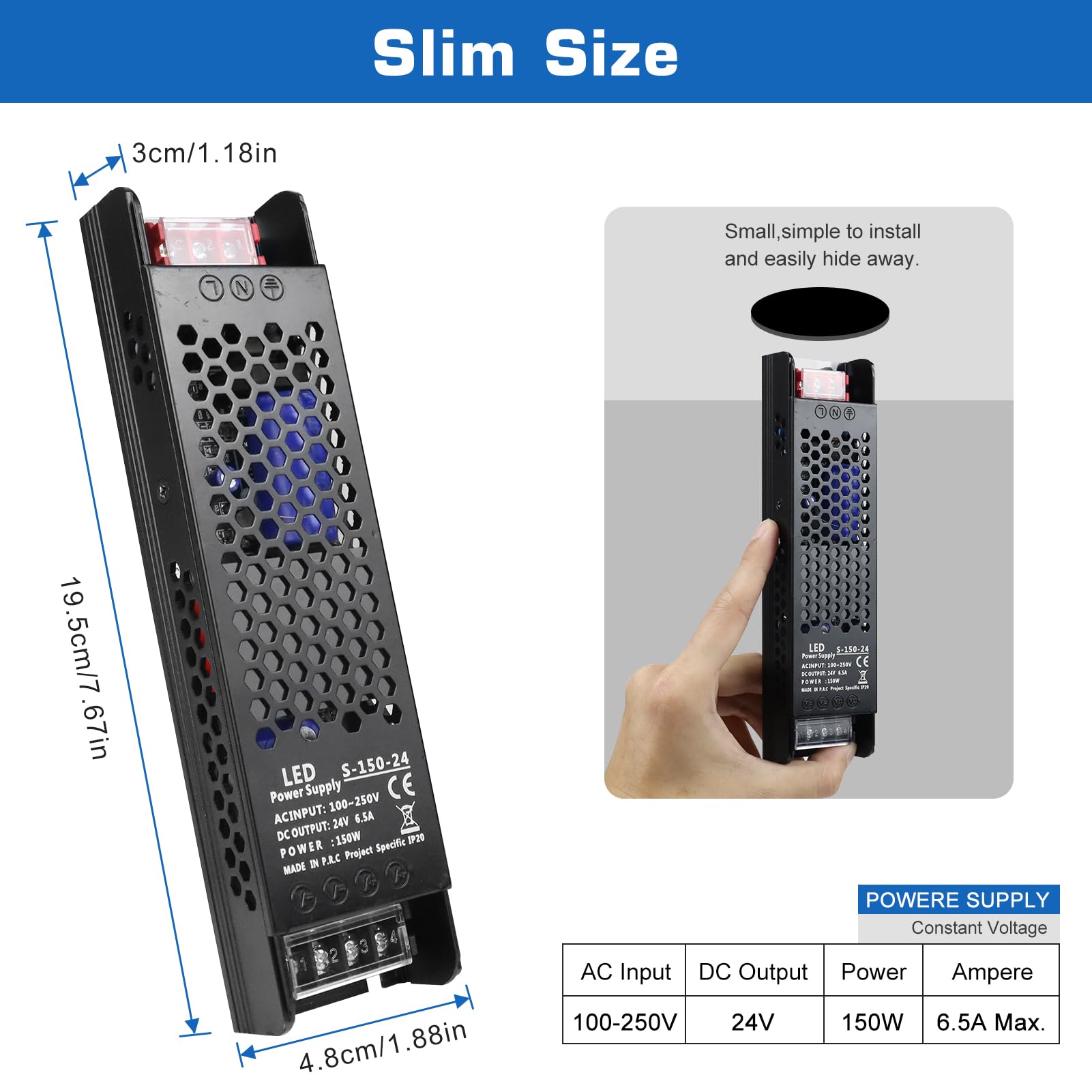 PZETCEIR slim aluminium case highlights a compact power supply.