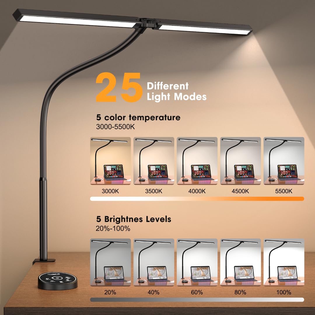 Pzloz lamp arm extended at 180 degrees for precise task lighting