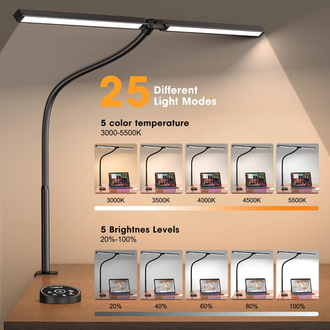 Pzloz lamp arm extended at 180 degrees for precise task lighting