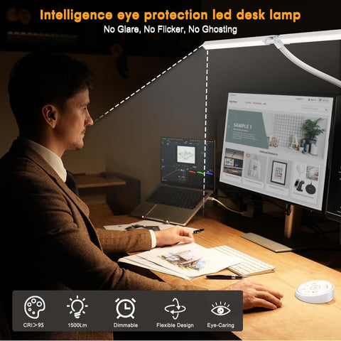 Pzloz lamp showing 360-degree arm and 180-degree swing for precise angle positioning.