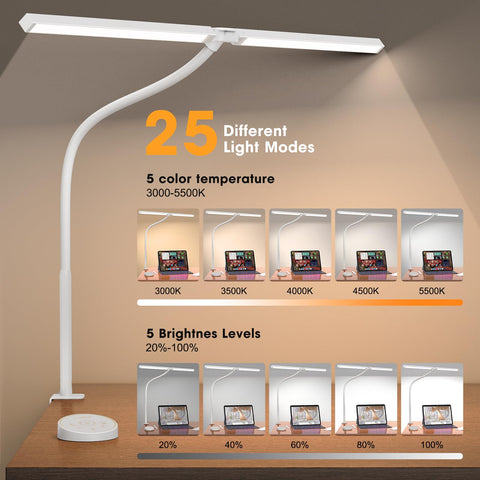 Pzloz desk lamp with remote control for quick brightness and color temperature adjustments.