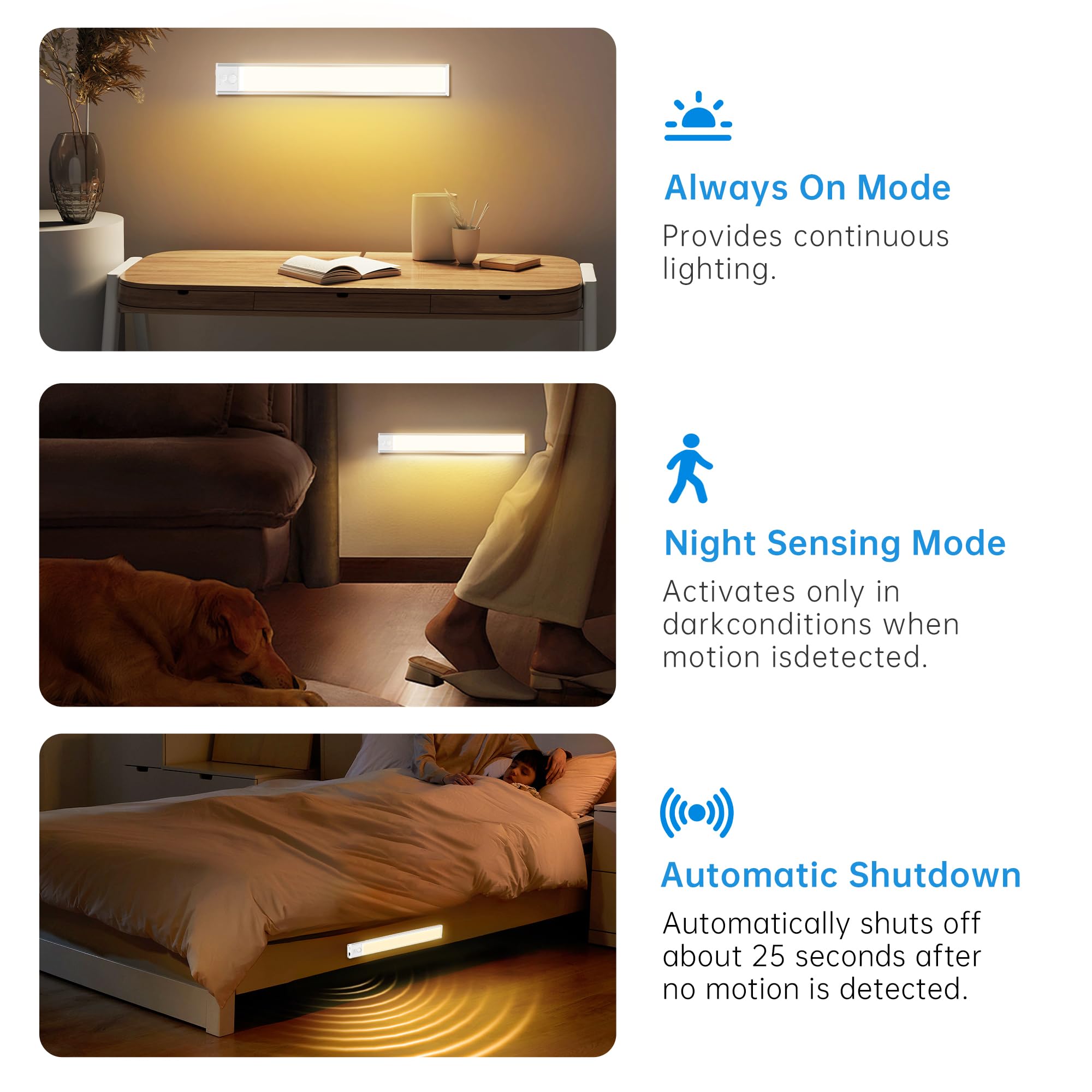 PZSUNLY closet and cabinet lighting for easy visibility in dark corners.