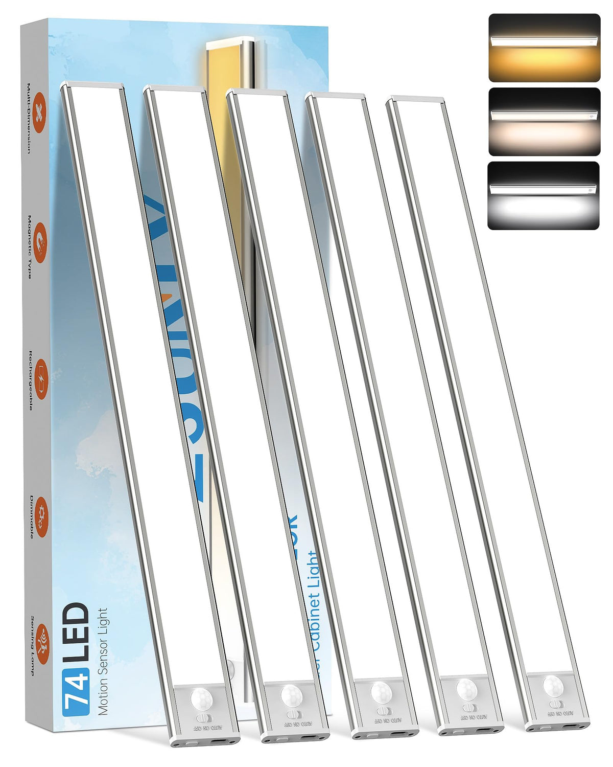PZSUNLY under-cabinet light demonstrating 74-LED brightness for clear task illumination.