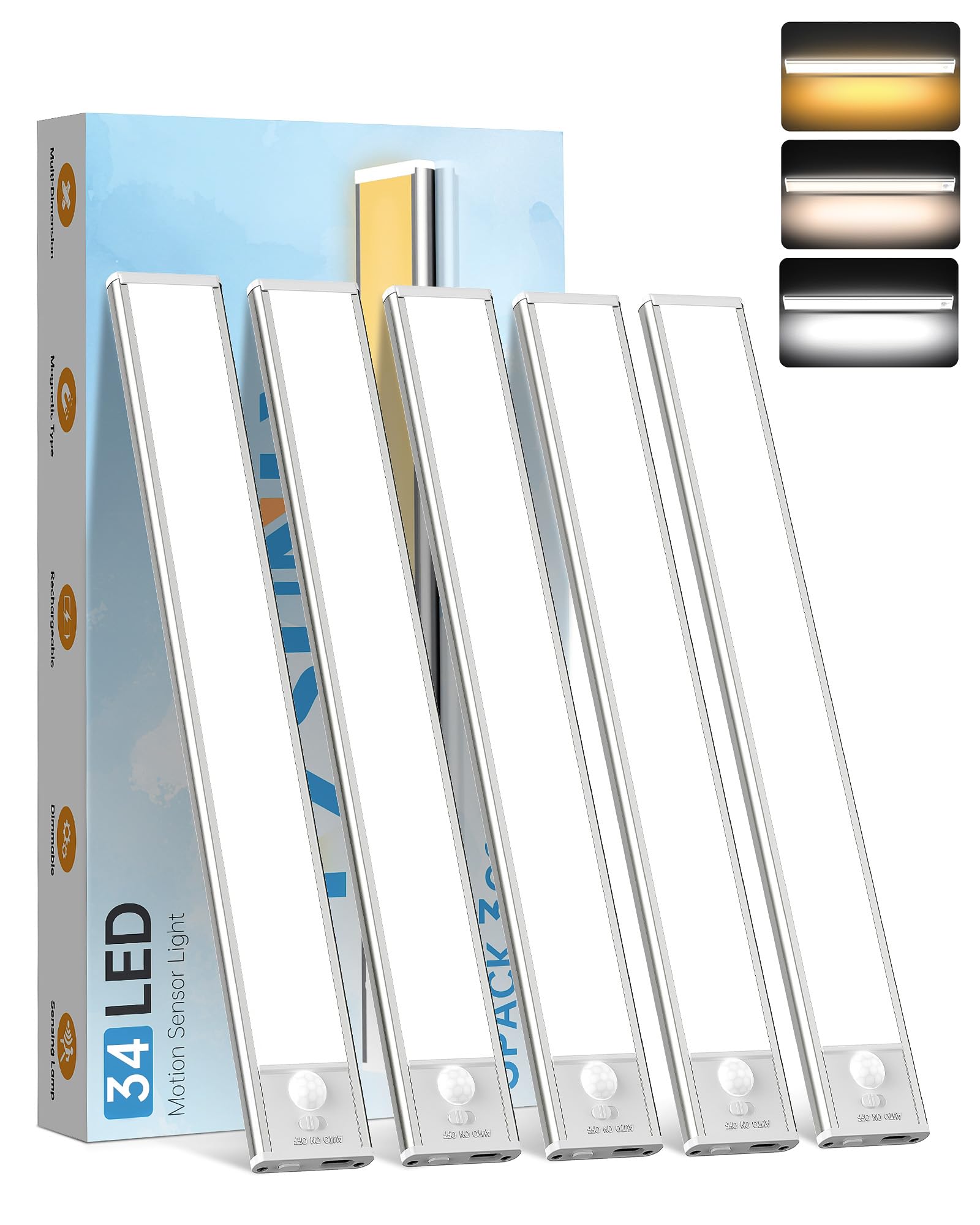 PZSUNLY under-cabinet light with rechargeable battery for long-lasting kitchen task lighting.