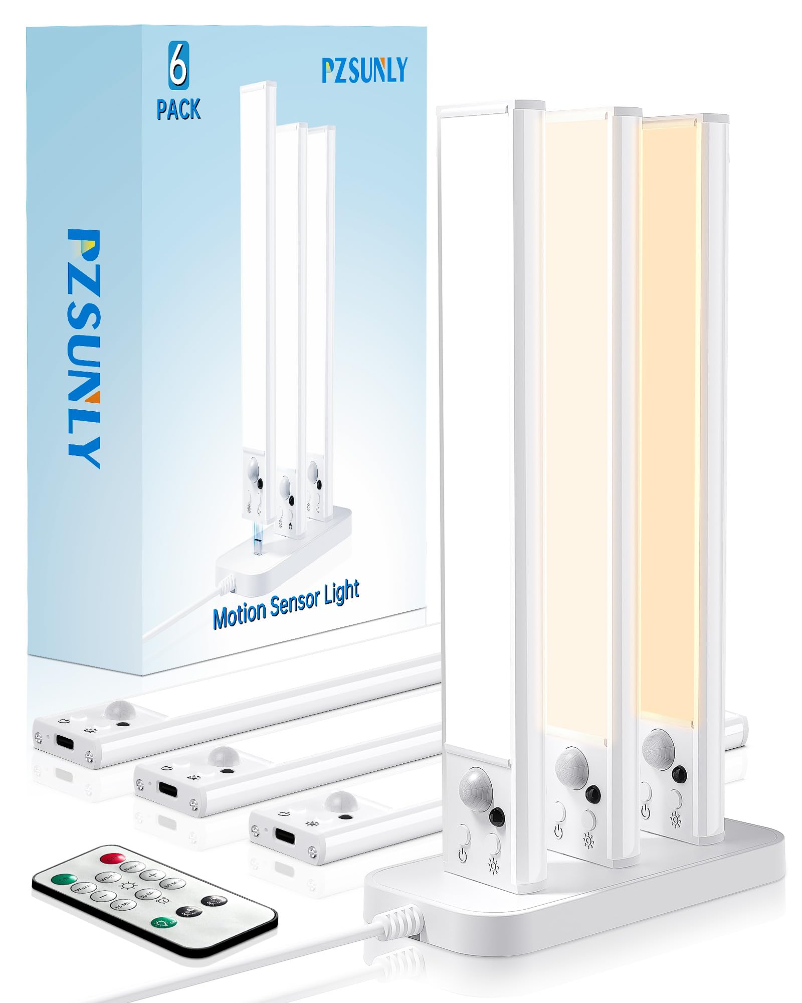 PZSUNLY under-cabinet lighting remote control for easy brightness and color adjustment.