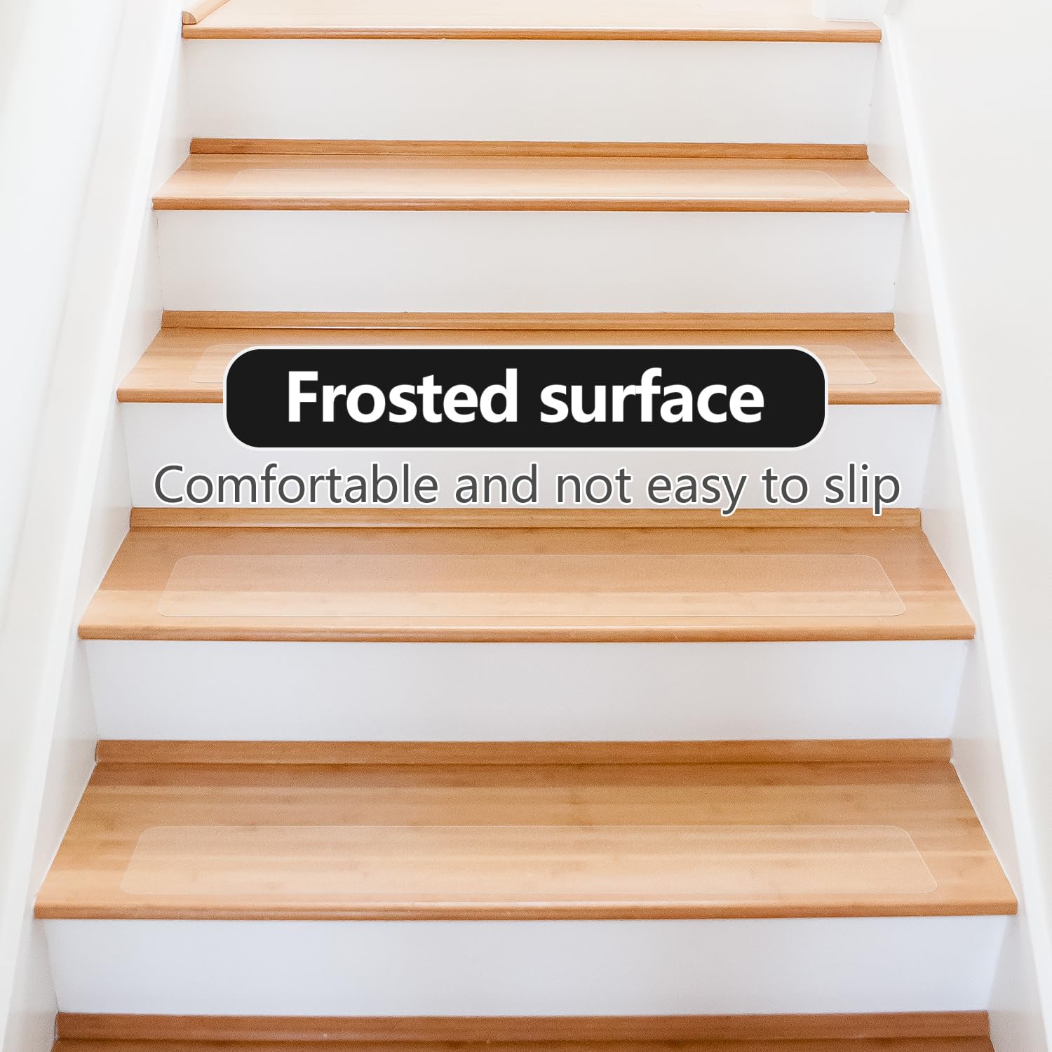 Q-Hillstar clear anti-slip strips install easily on indoor stairs for pets