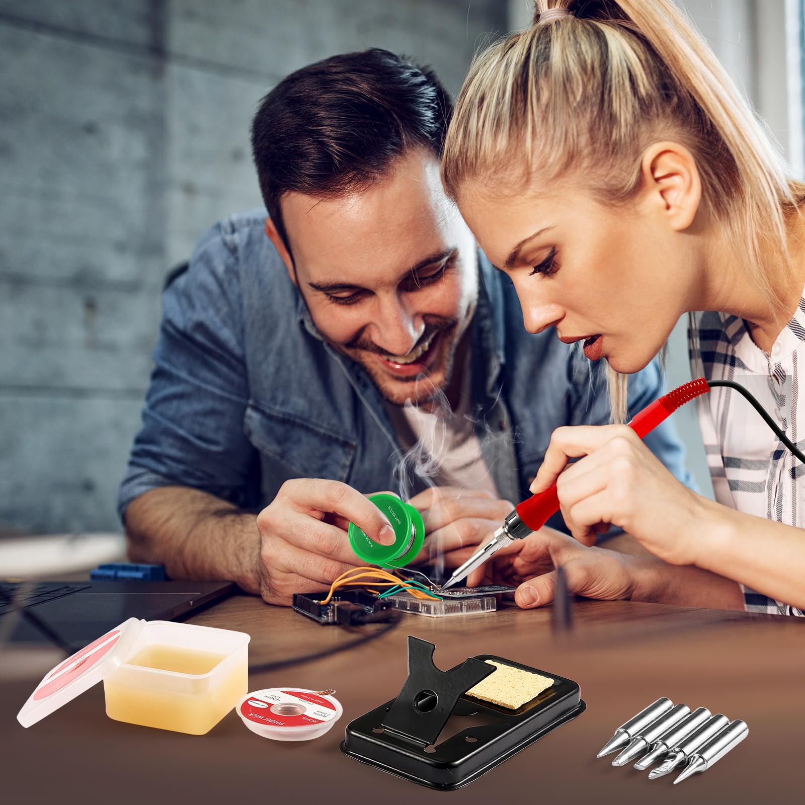 Q-MING Soldering Kit includes solder wire and flux paste for immediate use.