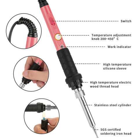 Q-MING soldering iron ventilation holes reduce heat transfer for safety