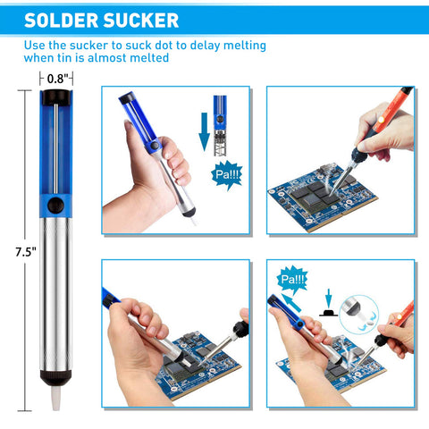 Q-MING wire stripper and solder wick simplify joint prep.