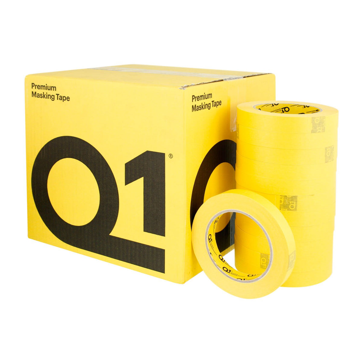 Q1 automotive masking tape roll close-up showing premium crepe and adhesion