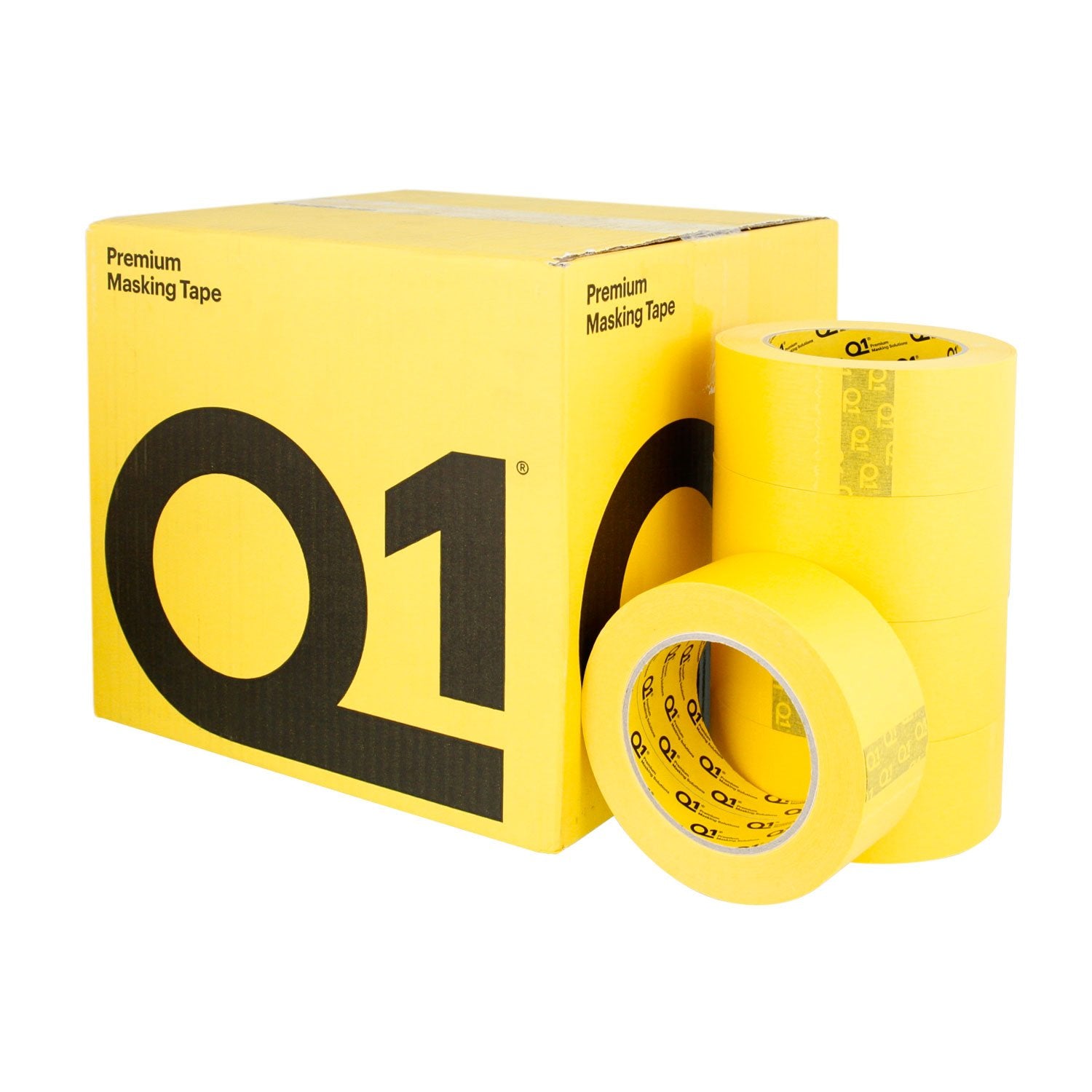 Q1 yellow masking tape 2in applied on curved car panels for sharp paint edges