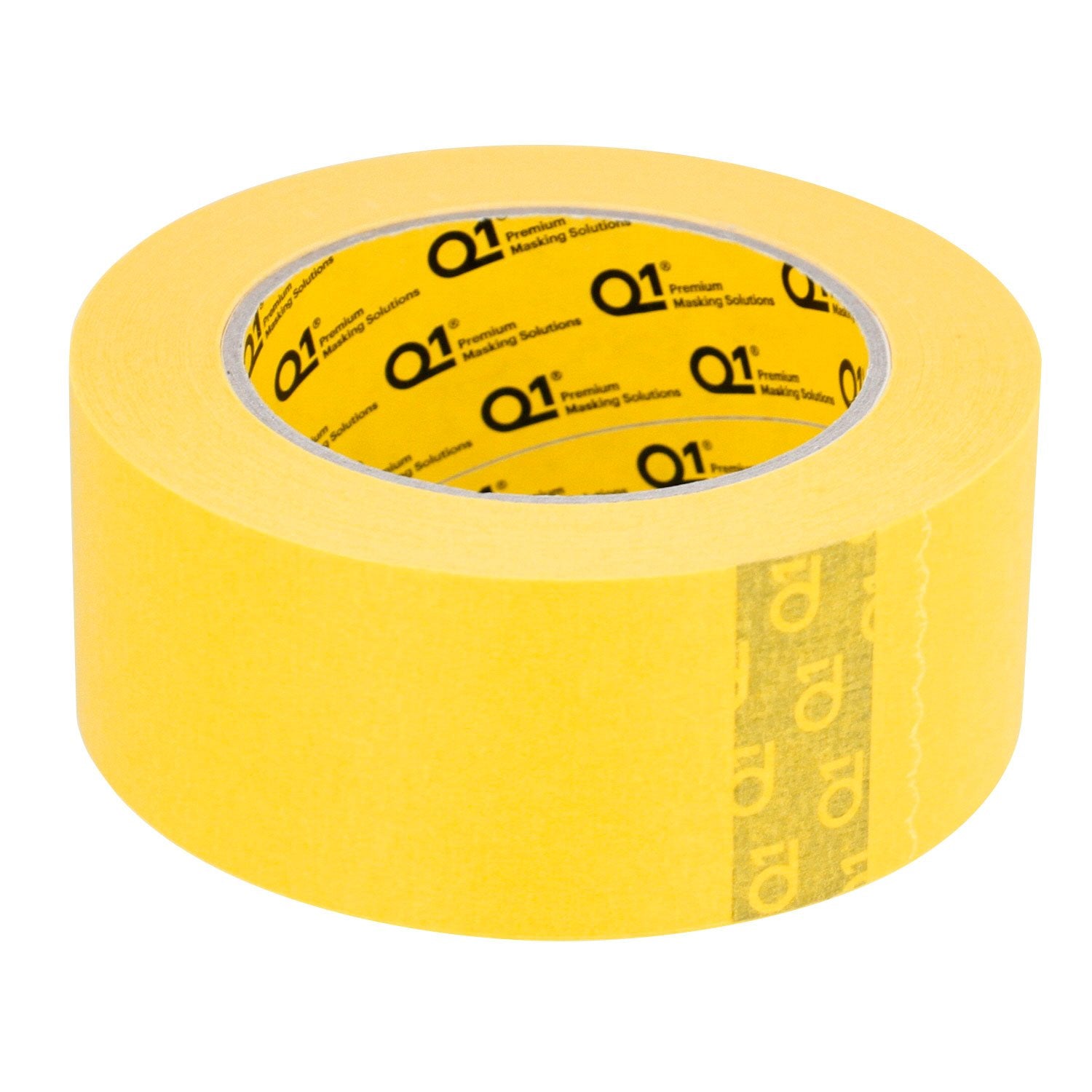 Q1 yellow masking tape 2in showing strong adhesive strength on metal surface