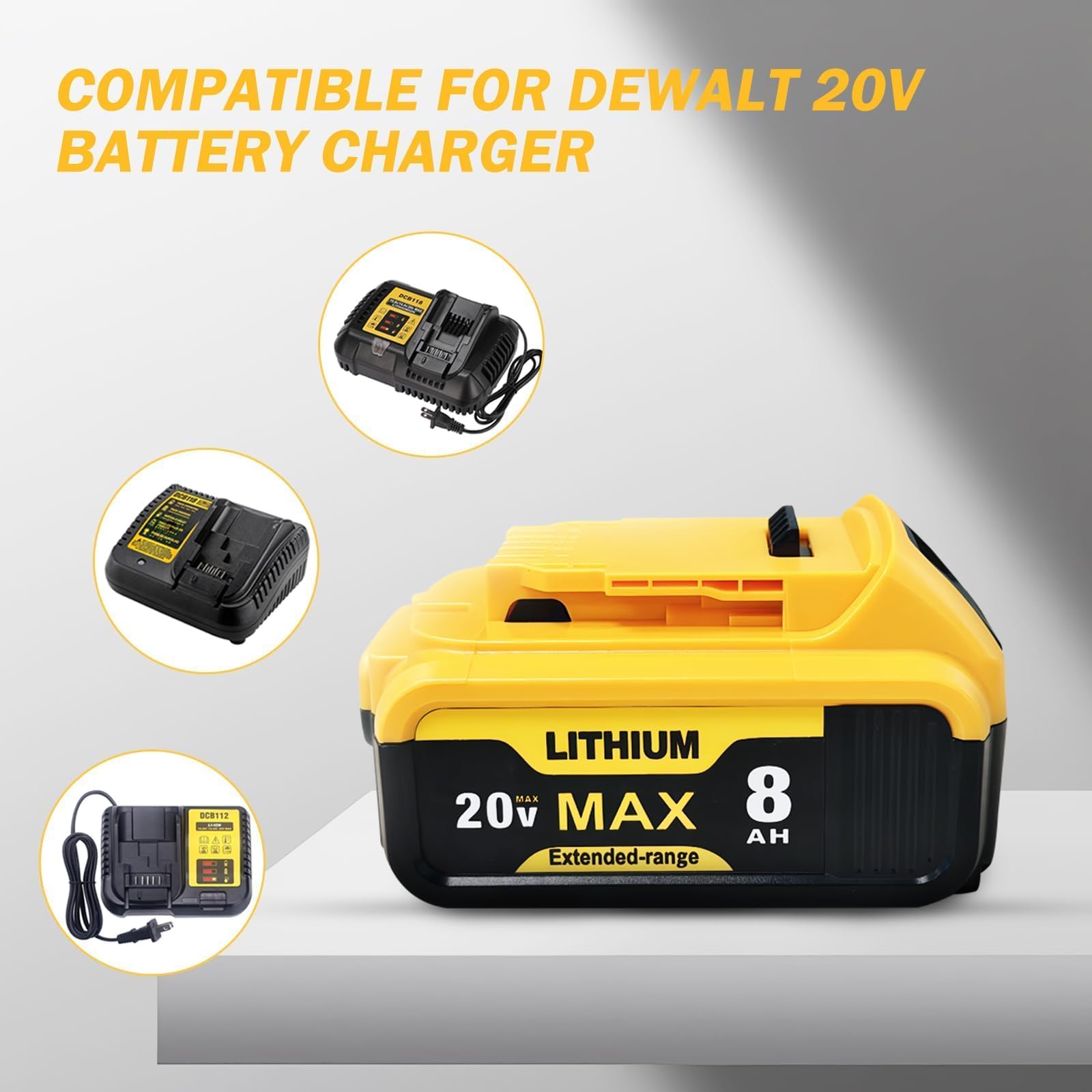 qamqfsou 8000mAh battery for DCB205 long-lasting power for heavy use