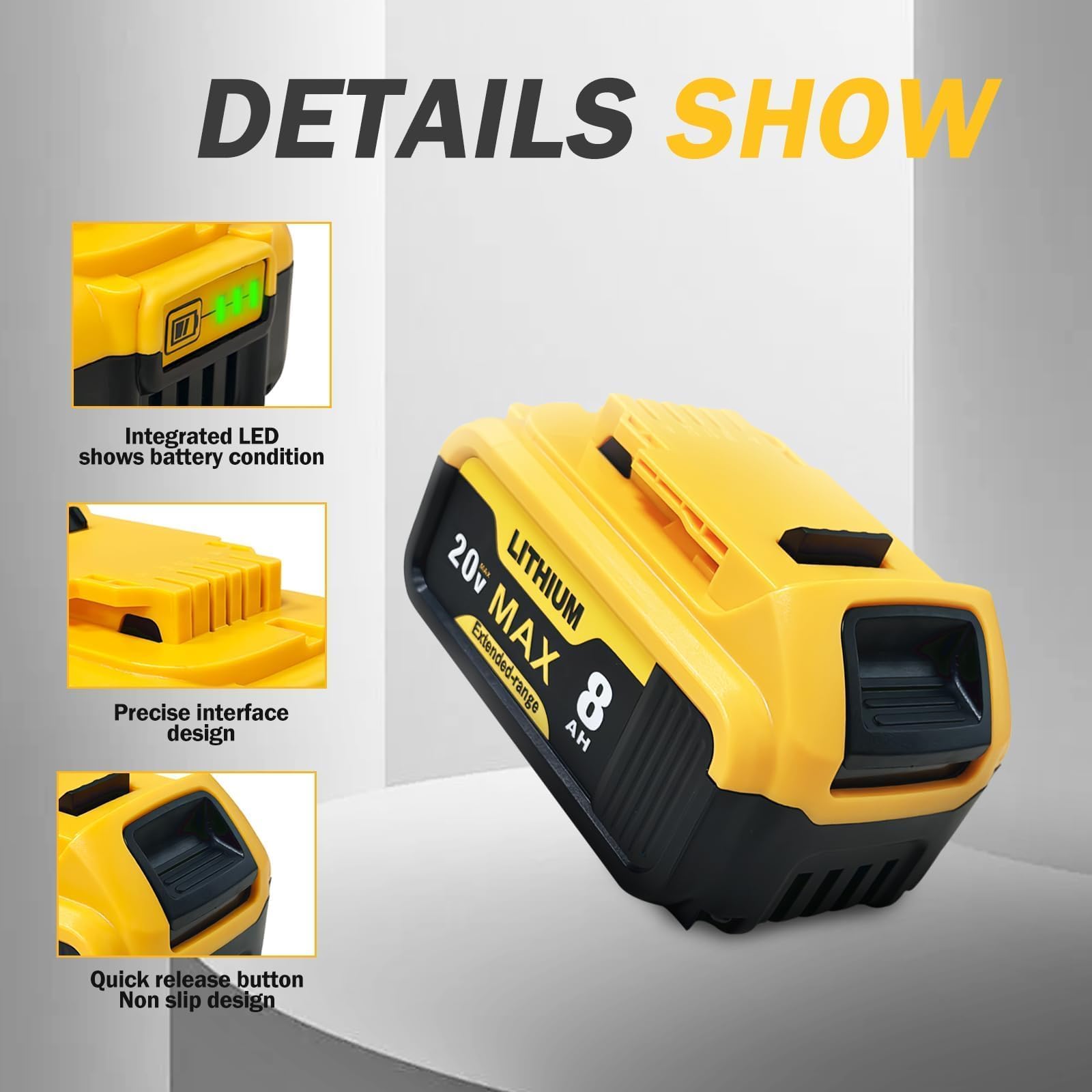 qamqfsou 8000mAh battery for DCB206 improved endurance for tools