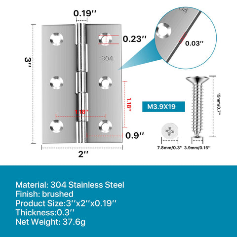 QANQIUPLE 304 stainless steel hinge with corrosion resistance.