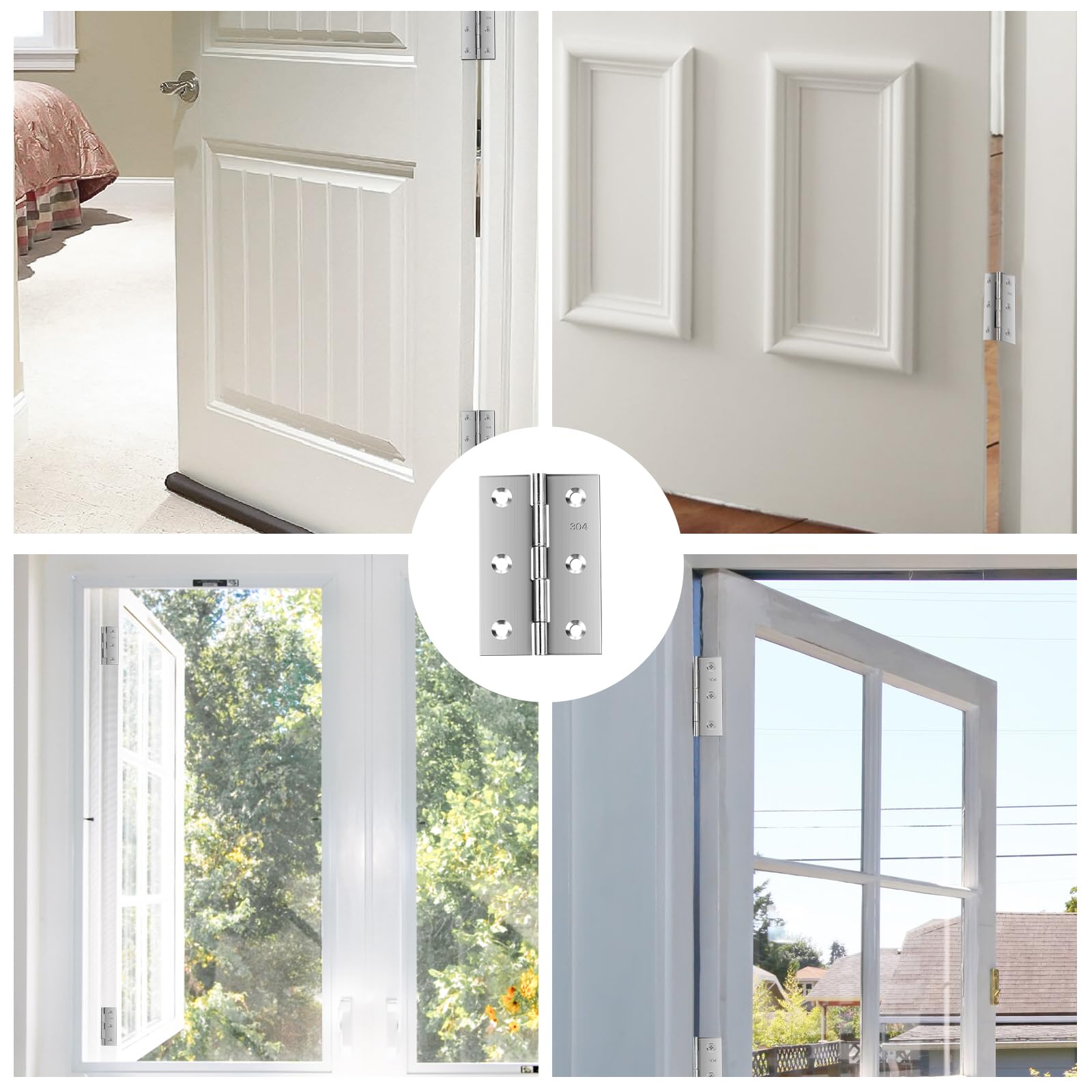 QANQIUPLE stainless steel hinges with 48 screws for quick mounting.
