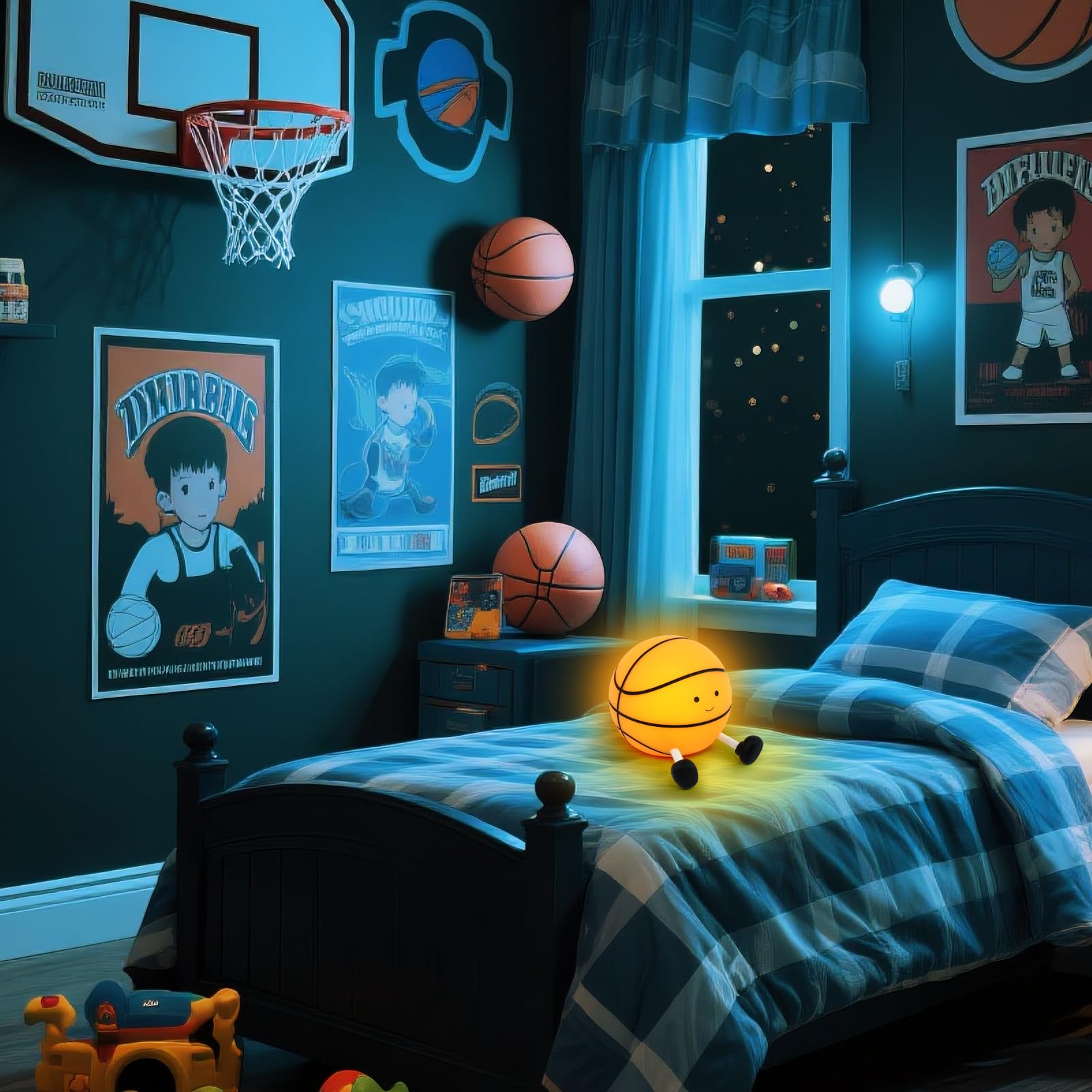 QANYI basketball night light in a bedroom enhances decor and playful atmosphere