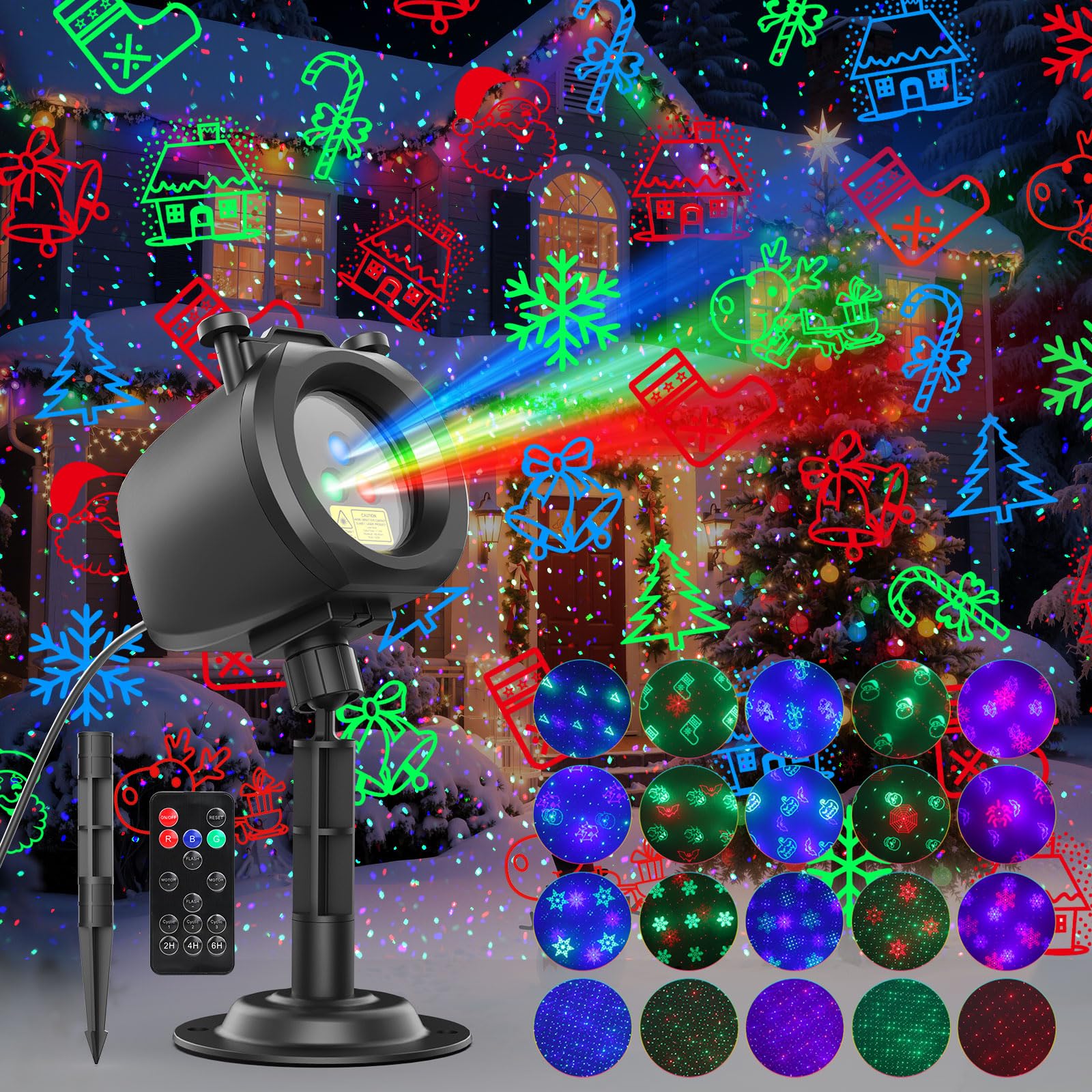 Qardoz Laser Lights Projector with four patterns for festive outdoor displays