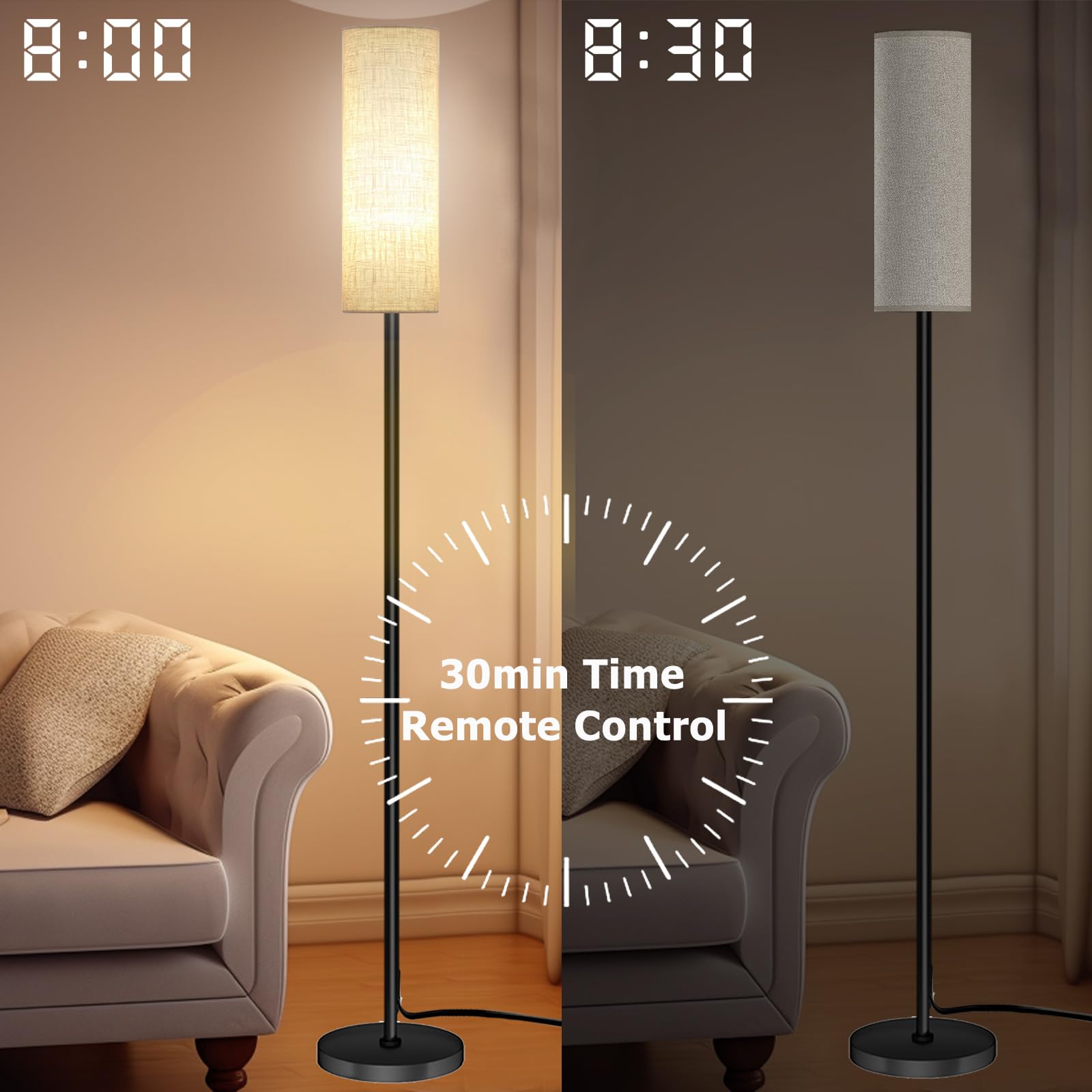 Qaubauyt 67-inch tall lamp fits beside furniture