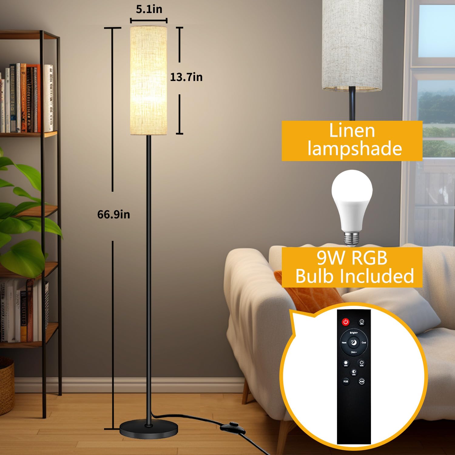 Qaubauyt app-controlled floor lamp for easy light customization