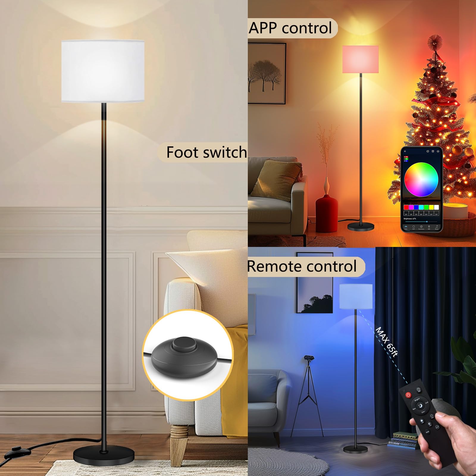 Qaubauyt lamp in reading mode with adjustable 2750K-6500K for comfortable reading.