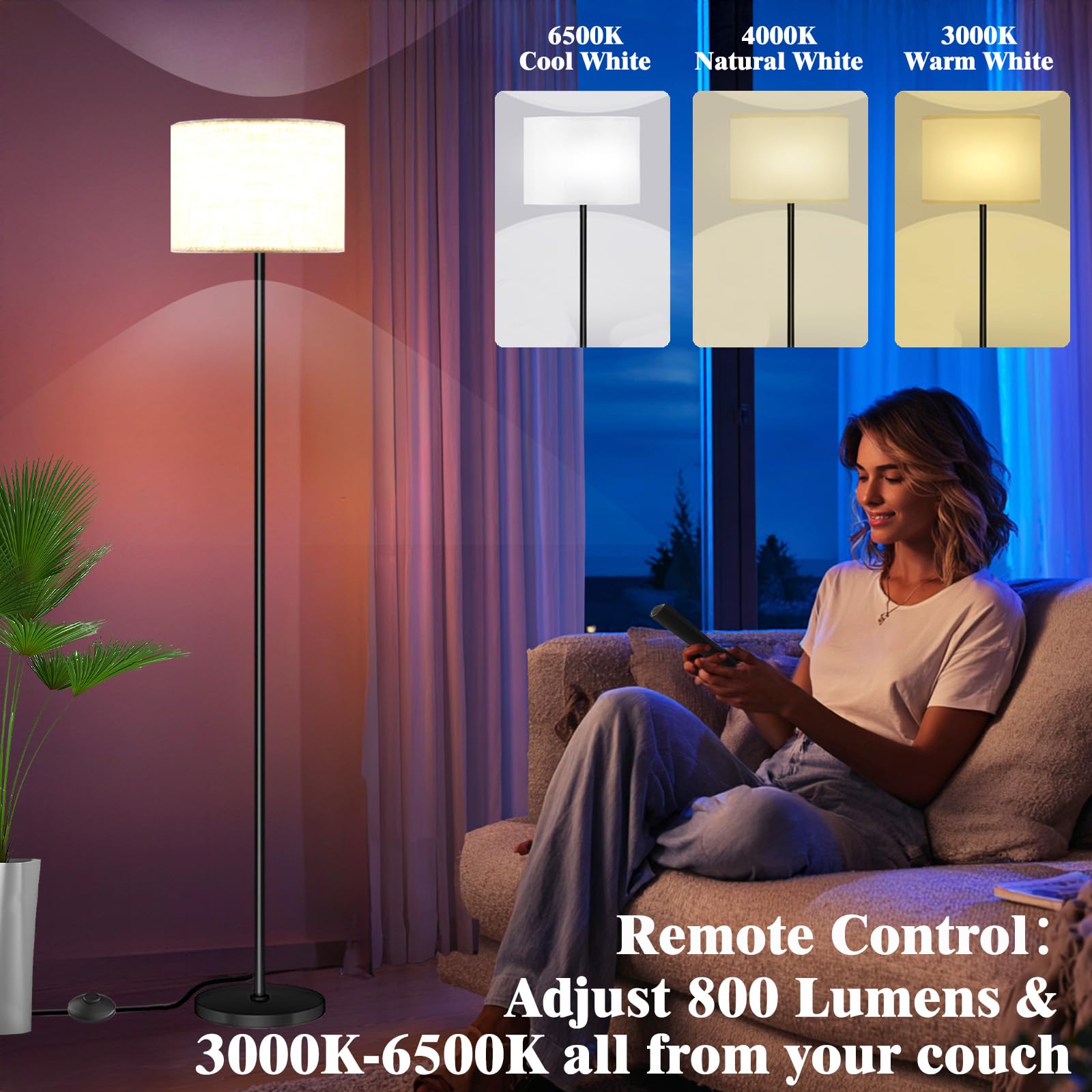 Qaubauyt lamp remote control stores last setting for quick setup.