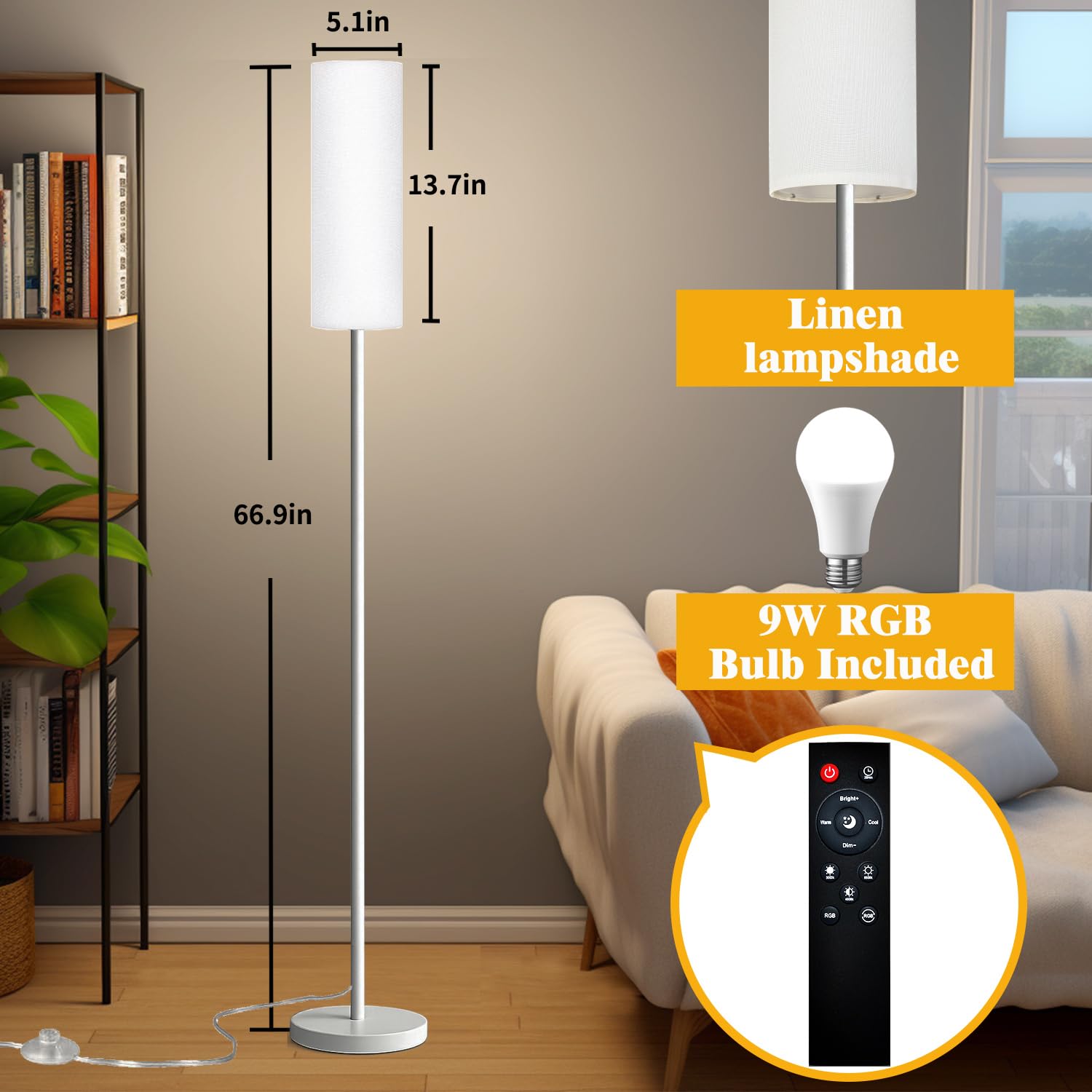Qaubauyt lamp showing RGB colors for vibrant ambient scenes via app