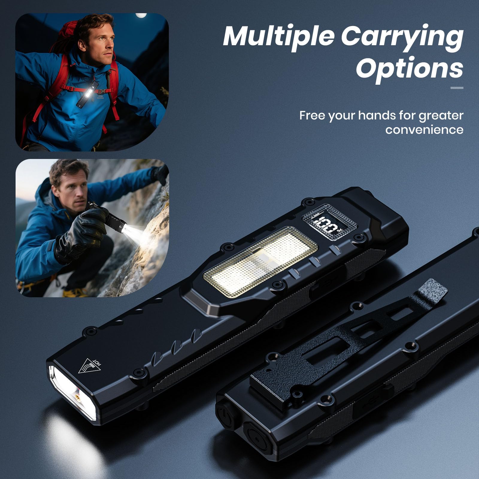 Qayacir EDC with clip enables hands-free access.