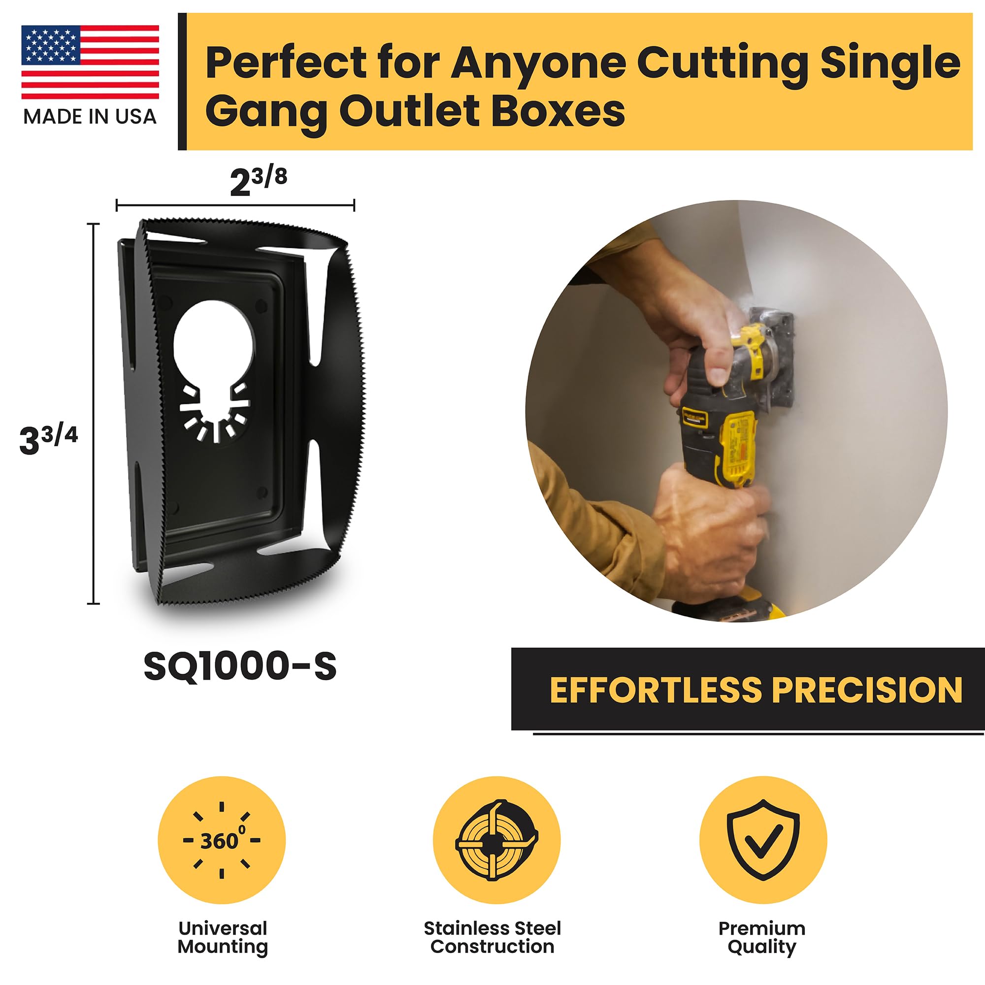 QBit SQ1000-S wall box cutout showing clean single gang hole