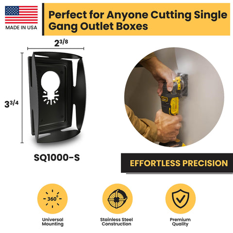 QBit SQ1000-S wall box cutout showing clean single gang hole