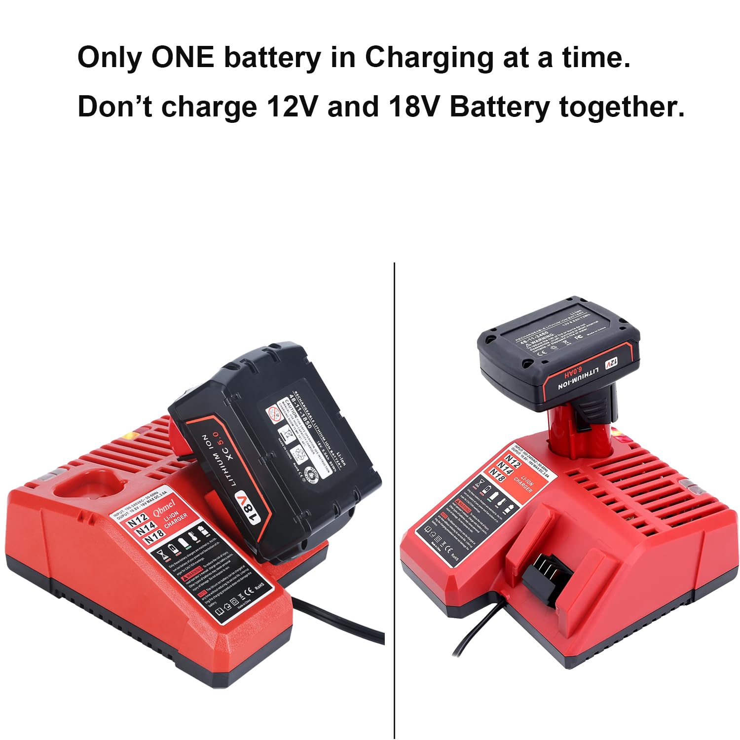 Qbmel 100-240V input and 10.8-18V 3.0A output enable versatile charging.