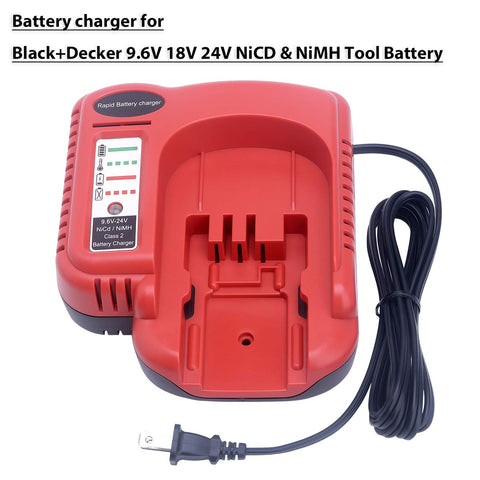 Back ports view illustrating compatibility with multiple Black+Decker battery models