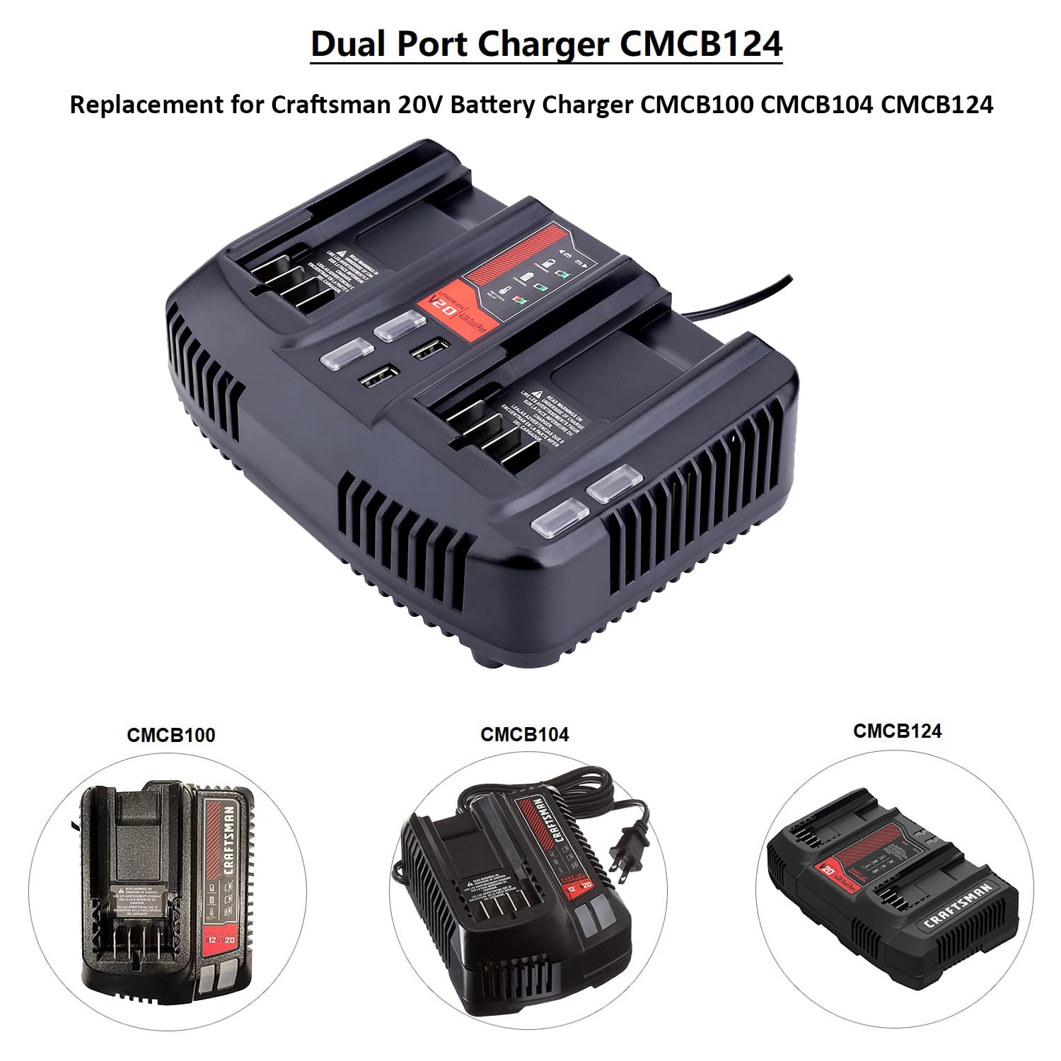 QBmel CMCB124 compatibility with Craftsman V20 batteries confirmed