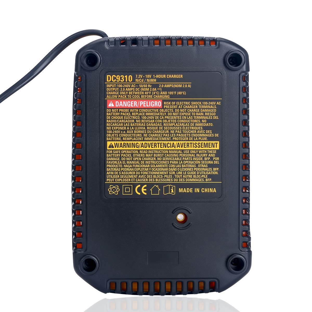 Qbmel DC9310 fast charger packaging highlights FCC RoHS CE compliance.