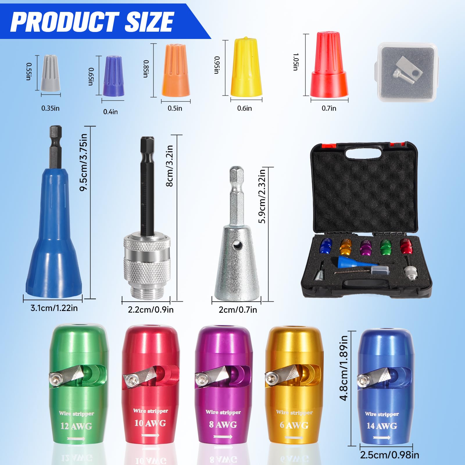 Qbonway color-coded sizes help you pick the right tool quickly.
